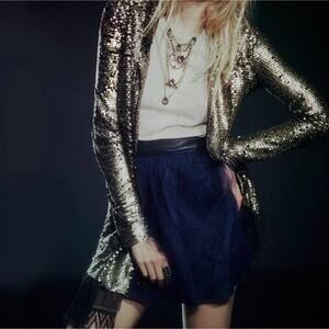 Free People Stardust Tarnished Sequin Lace XS Coat Jacket
